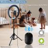 12″ Fugetek Selfie Ring Light Kit with Tripod Stand, Dimmable, 3 Color Modes, Cell Phone Holder, Bluetooth Remote, Aluminum, Extendable, for Live Stream, TikTok, Photos, Makeup (Black)