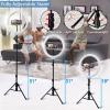 12″ Fugetek Selfie Ring Light Kit with Tripod Stand, Dimmable, 3 Color Modes, Cell Phone Holder, Bluetooth Remote, Aluminum, Extendable, for Live Stream, TikTok, Photos, Makeup (Black)