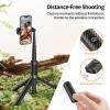 ATUMTEK 55″ Selfie Stick Tripod, All-in-one Extendable Aluminum Travel Tripod with Rechargeable Bluetooth Remote, Phone Selfie Stick 360° Rotatable for iPhone 16 Pro Max/15/14/13 Smartphones, White(Black)