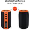 Bluetooth Speaker,MusiBaby Speakers Bluetooth Wireless,Waterproof,Outdoor,Portable Speaker with Stereo Sound,Booming Bass,Dual Pairing,Bluetooth 5.3,24H Play,Speaker for Home,Party,Travel,Gifts-Orange(OrangeBlack)