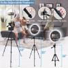 Fugetek 12″ Selfie Ring Light with 54″ Extendable Aluminum Tripod, Wireless Bluetooth Remote, Phone Holder, for Live Stream Video, Photos, Make Up, 3 Color Modes, USB Powered