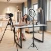 Fugetek 12″ Selfie Ring Light with 68″ Aluminum Tripod Stand, Bluetooth Remote, Extendable, for Video, Photos, Make Up, 3 Color Mode Controller, USB Powered, Apple & Android Compatible