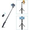 Fugetek 42″ Compact Selfie Stick & Tripod, Extendable, Wireless Bluetooth Remote, Lightweight Aluminum, Travel Ready, Compatible with iPhone 14 13 12 Pro Xs Max Xr X 8Plus 7 & Android(Black)