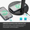 Fugetek LED Desk Office Lamp with Wireless Charger & USB Charging Port, 5 Light Color Modes, 5 Brightness Modes, Dimmer, Easy Touch Control, 30/60 Min Auto Off Timer, Eye-Caring, Black