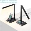 Fugetek LED Desk Office Lamp with Wireless Charger & USB Charging Port, Touch Control, 5 Lighting Modes, 30/60 Min Auto Timer, Eye-Caring, Dimmer, Black