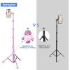 SENSYNE 62″ Phone Tripod & Selfie Stick, Extendable Cell Phone Tripod Stand with Wireless Remote and Phone Holder, Compatible with iPhone Android Phone, Camera(Pink)