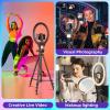 Sensyne 10” Ring Light with 50” Extendable Tripod Stand, LED Circle Lights with Phone Holder for Live Stream/Makeup/YouTube Video/TikTok, Compatible with All Phones(RGB)