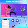 Sensyne 10” Ring Light with 50” Extendable Tripod Stand, LED Circle Lights with Phone Holder for Live Stream/Makeup/YouTube Video/TikTok, Compatible with All Phones(RGB)