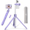 ATUMTEK 55″ Selfie Stick Tripod, All-in-one Extendable Aluminum Phone Tripod with Rechargeable Bluetooth Remote for iPhone and More, Fitting 4.7-7 inch Smartphones, Pink(Purple)