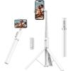 ATUMTEK 55″ Selfie Stick Tripod, All-in-one Extendable Aluminum Travel Tripod with Rechargeable Bluetooth Remote, Phone Selfie Stick 360° Rotatable for iPhone 16 Pro Max/15/14/13 Smartphones, White(White)