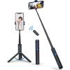 ATUMTEK Selfie Stick Tripod, 3-in-1 Extendable Aluminum Phone Tripod with Detachable Bluetooth Remote, Compatible with iPhone 17/16/15/14/13/12/11/11 Pro/XS Max/XR and Samsung Smartphones, Blue(Blue)