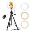 Fugetek 12″ Selfie Ring Light with 54″ Extendable Aluminum Tripod, Wireless Bluetooth Remote, Phone Holder, for Live Stream Video, Photos, Make Up, 3 Color Modes, USB Powered