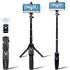 Fugetek 42″ Compact Selfie Stick & Tripod, Extendable, Wireless Bluetooth Remote, Lightweight Aluminum, Travel Ready, Compatible with iPhone 14 13 12 Pro Xs Max Xr X 8Plus 7 & Android(Black)