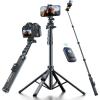 Fugetek 51″ Professional Selfie Stick Tripod, 100% All Aluminum Stick & Legs, Lightweight, Detachable Bluetooth Remote, Portable All in One, Compatible with iPhone & Android, Non Skid Feet, Black(Quadrapod)