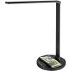 Fugetek LED Desk Office Lamp with Wireless Charger & USB Charging Port, 5 Light Color Modes, 5 Brightness Modes, Dimmer, Easy Touch Control, 30/60 Min Auto Off Timer, Eye-Caring, Black