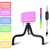 Fugetek RGB LED Video Light with Flexible Desktop Tripod, 77 RGB Beads, Wired Controller, USB Powered, Portable, 3200k-6500k, Streaming, TIK Tok, Photography(RGB1.0)