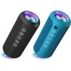 Ortizan Black & Blue Portable Bluetooth Speaker, IPX7 Waterproof Wireless Speaker with 24W Loud Stereo Sound, Outdoor Speakers with Bluetooth 5.0, 30H Playtime,66ft Bluetooth Range, Dual Pairing