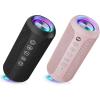 Ortizan Black & Pink Portable Bluetooth Speaker, IPX7 Waterproof Wireless Speaker with 24W Loud Stereo Sound