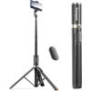 Sensyne 60″ Phone Tripod – Selfie Stick, Lightweight All in One Phone Tripod Integrated with Wireless Remote Compatible with All Cell Phones for Selfie/Video Recording/Photo/Live Stream/Vlog（Black）(63in)