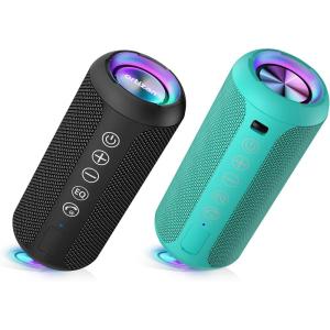 Ortizan X10 Black & Teal Portable Bluetooth Speaker, IPX7 Waterproof Wireless Speaker with 24W Loud Stereo Sound, Outdoor Speakers with Bluetooth 5.3, 30H Playtime,66ft Range, Dual Pairing