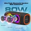 Musibaby 80W Bluetooth Speaker, Loud Portable Speaker with Deep Bass, Waterproof Outdoor Speaker with RGB Lights for Camping, Beach & Party, 24H Playtime, BT5.3, Dual Pairing(Black)