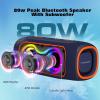 Musibaby 80W Bluetooth Speaker, Loud Portable Speaker with Deep Bass, Waterproof Outdoor Speaker with RGB Lights for Camping, Beach & Party, 24H Playtime, BT5.3, Dual Pairing(Blue)