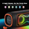 Musibaby 80W Bluetooth Speaker, Loud Portable Speaker with Deep Bass, Waterproof Outdoor Speaker with RGB Lights for Camping, Beach & Party, 24H Playtime, BT5.3, Dual Pairing(Black)